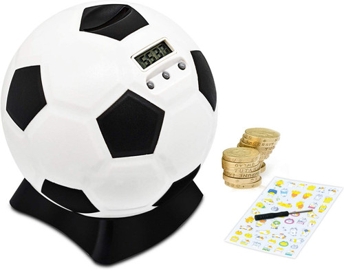 Football money box with - money,