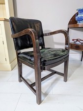 Vintage Art Deco Armchair Leather Seat Back Bentwood Arms FREE POSTAGE 