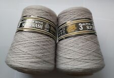 2x350g Cones 3 Ply Pure New Wool Superwash Shade- Platinum For Machine Knitting 