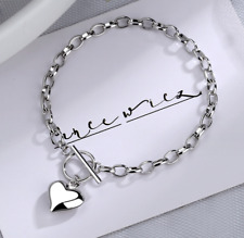 Heart Sterling silver PLT Bracelet  Womens Girls  jewellery gift UK