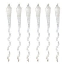Christmas Tree Decoration 6 Pack Frosted Glass Wavy Icicles