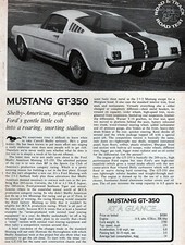 1965 Shelby Cobra GT-350 Ford Mustang - Original Road Test Article