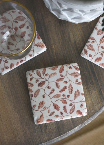 Oak leaf coasters tea drinks - tea,