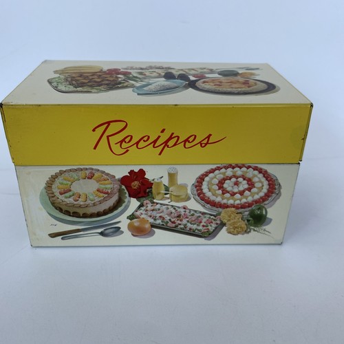 Vintage recipes tin box - vintage,