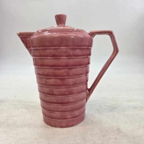 Pink ribbed ceramic coffee - ceramic,