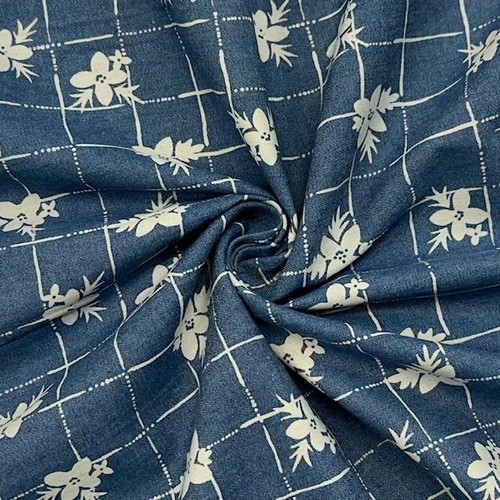 Chameleon flowers denim print - flowers,