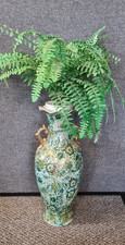 Vintage Elegant Chinese Floor Urn Vase FGreen peonies & Gold Gilt  - 60cm !!!