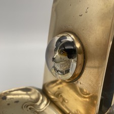 Antique Art Deco Matchbox Holder with Reverse Intaglio Rock Crystal Terrier Dog