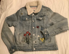 Girls Blue Denim embroidered collared jacket Age 11 Matalan