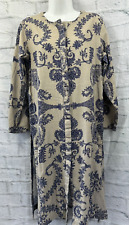 Khaadi Printed Kurta Shift Dress Top Beige Blue Size 10 Ladies Indian Pakistani