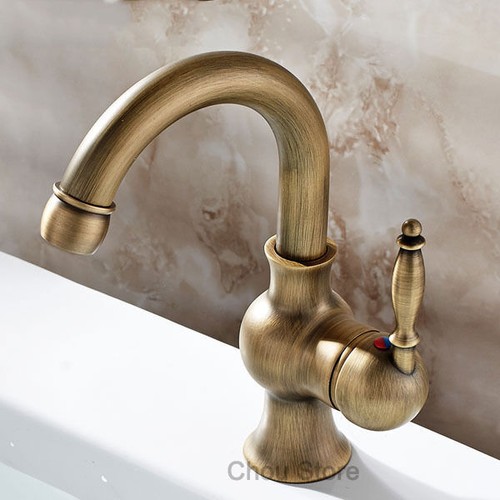Antique brass bathroom faucet - brass,