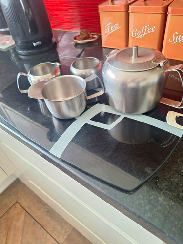 Stainless steel tea set 3pc - steel,