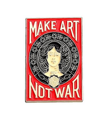 Make art not war brooch - brooch, pin