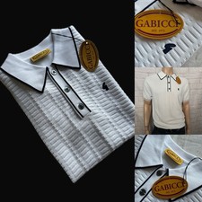 Gabicci Vintage "Ronnie" Short Sleeve Polo, White, Med, Archive Inspired, BNWT