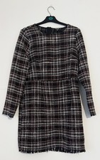 Misguided - Women’s Red, White And Black Paid Tweed Dress UK16