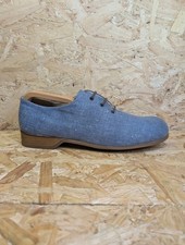 Shelly's Casual Mod Shoes Mens UK 8 Light Blue Lace Up Canvas Oxford Vintage 90s