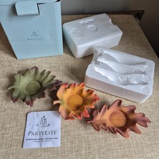 Partylite Whispering Leaves Tealight Holders Set Of 3 Ceramic Autumn Leaves