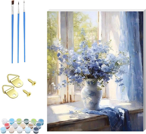Flower paint numbers kit - paint,