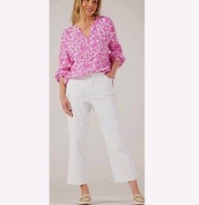 RUTH LANGSFORD SIZE 12 WHITE STRAIGHT LEG 7/8th JEANS BNWOT QVC 