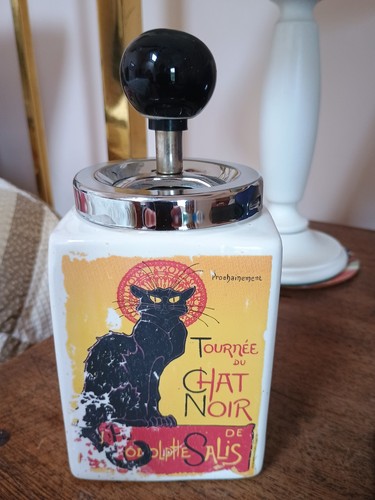 Chat noir push knob - chat,