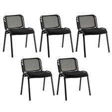 COSTWAY Stackable Reception Guest Chairs Set of 5 Waiting Room Chairs -Black