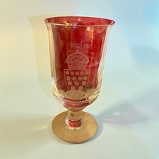  GLASS Dartington , LOVELY VINTAGE VASE ,21cm TALL ,G/C, commemorate 29/7/1981