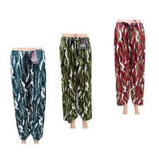 LADIES PRINTED PALAZZO TROUSERS CAMOUFLAGE BAGGY PANTS WIDE LEG Sizes 8-24