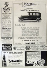 Old Vintage Print 1917 Advertisement Napier Motor Car Vitafer Cong Soups 20th