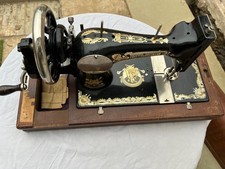 Good Working Vintage Frister & Rossman Hand Crank Sewing Machine  case & spares