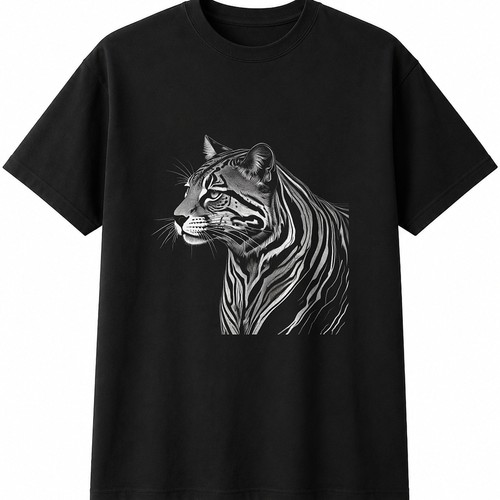 Ocelot greyscale wildlife mens - ocelot,