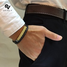 Mens Leather Bracelet Wristband Stainless Steel Clasp Jewellery Gifts Boys Layer