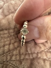 Genuine Pandora Silver Birthstone April White Opaque Ring size 52 198598C04