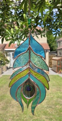 Stained glass peacock - , feather