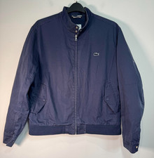 Lacoste Bomber Mens XL Navy Blue Harrington Mesh Lined Crocodile Logo Full Zip