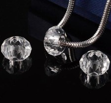 10 FACETED 14mm CLEAR RONDELLE