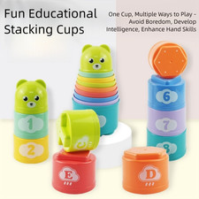 Stackable Stacking Cups Toy Set Number Blocks Montessori Toys  Kids