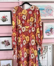 Ted Baker Lelyah Viscose Floral midi maxi dress size 1 UK 8