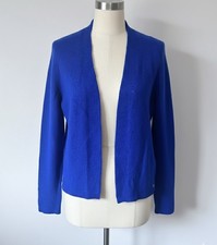 White Stuff Cobalt Blue Open Front Mohair Wool Blend Cardigan Boucle Size 12