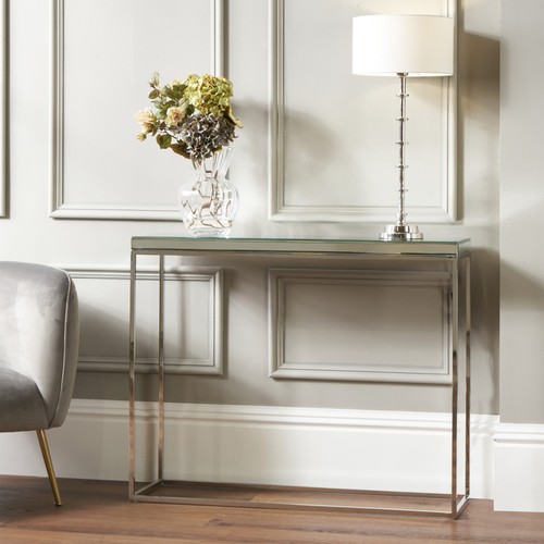 Mirrored glass console table - mirrored,