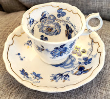 GRAINGER LEE & Co. WORCESTER PORCELAIN  TEA CUP & SAUCER BLUE WHITE GILT c.1820