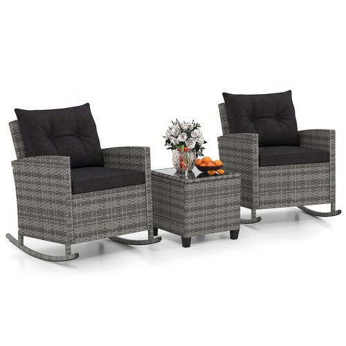Pcs patio wicker rocking set - wicker,