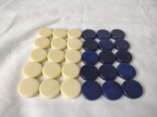 Set of Solid Plastic BACKGAMMON Pieces 20mm x 4mm - Blue & Cream