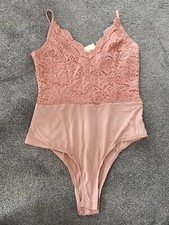 Pink Boutique Vera & Lucy Pink Lace Bodysuit Size XL UK14