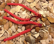 4 Bloodworm Brass Squirmy Worms Grayling trout Flies Size 12