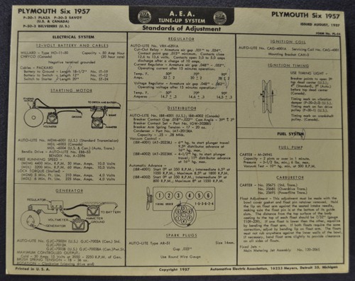 1957 plymouth six tune - six, tune-up