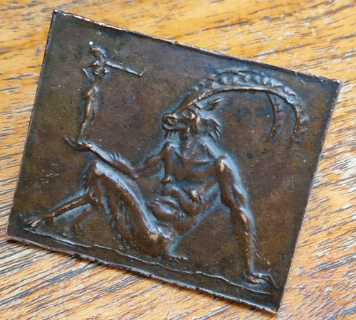 Antique erotic bronze relief