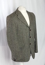 Harris Tweed HG Blazer Jacket Wool Brown Grey Tones Herringbone Men's Size 40