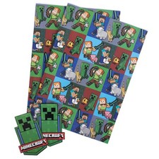 Minecraft Characters Gift Wrap - Brand New Official Merchandise