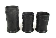 Trio of Vintage Wedgwood Black Basalt Jasperware Spill Vases