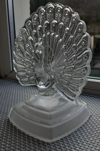 Crystal glass peacock - glass, figurine